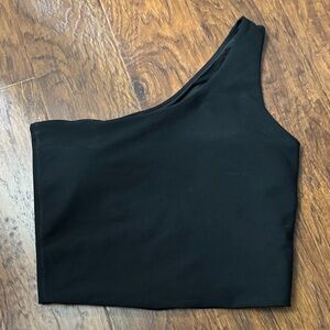 YPB Black One-Shoulder Sports Bra